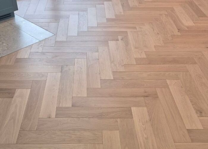 Old Canvas by ME Floor. 2-Layer Oak Herringbone Delivers Unmatched Scandinavian Decor and Finish Durability